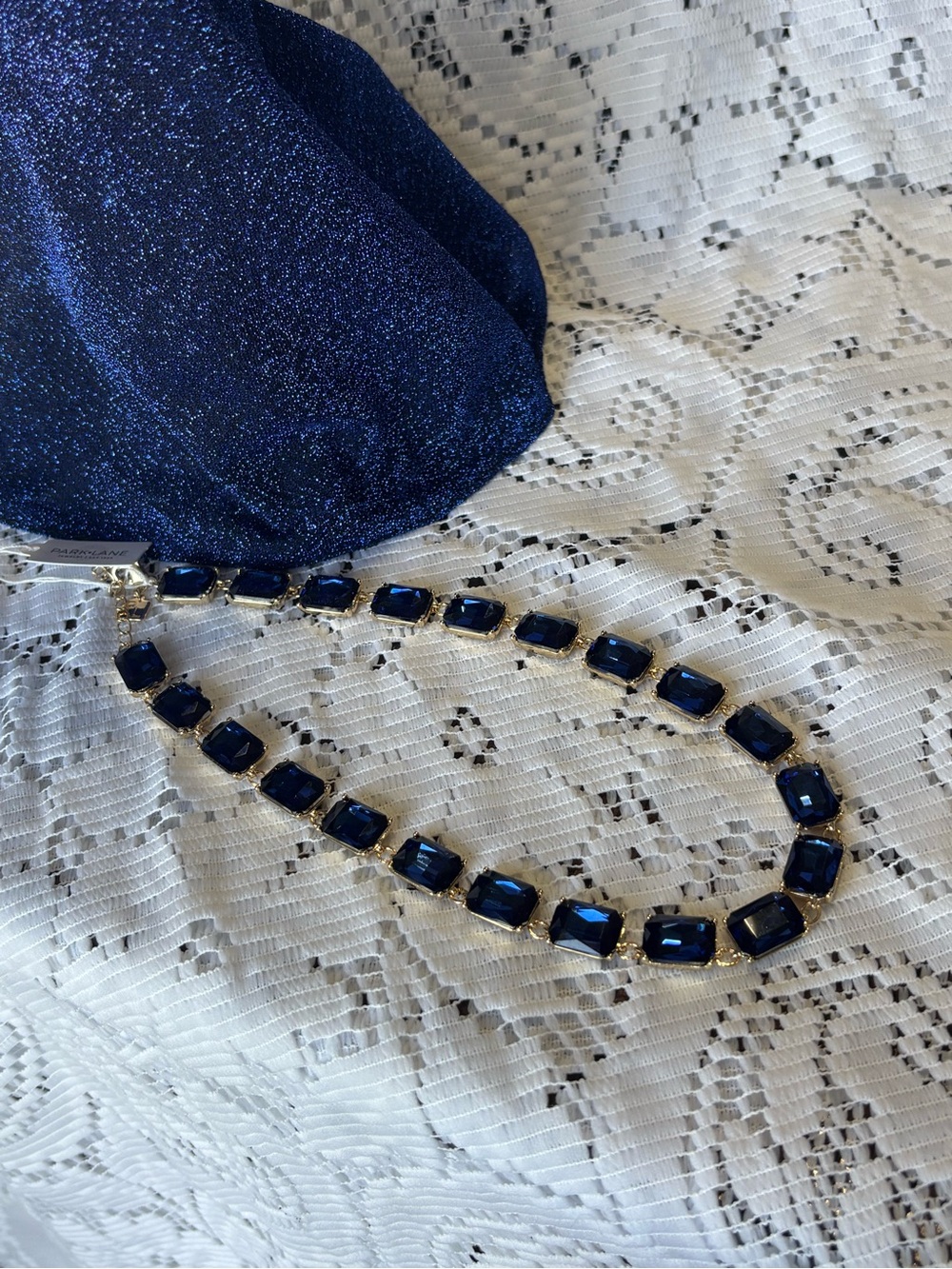 Park Lane Noble Retired Royal Blue Crystal Link Necklace Statement - Picture 6 of 11